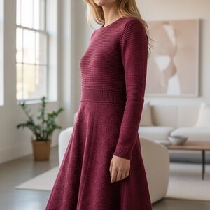 Sparrow Maroon Long Sleeve Dress